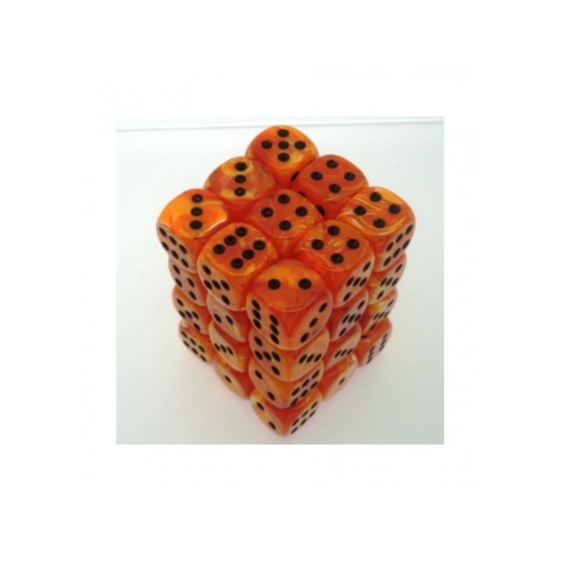 Set 36 dadi D6 Vortex 12mm (nero/arancio) CHX27833 - accessorio per giochi