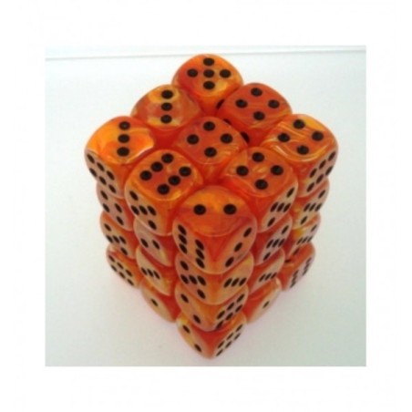 Set 36 dadi D6 Vortex 12mm (nero/arancio) CHX27833