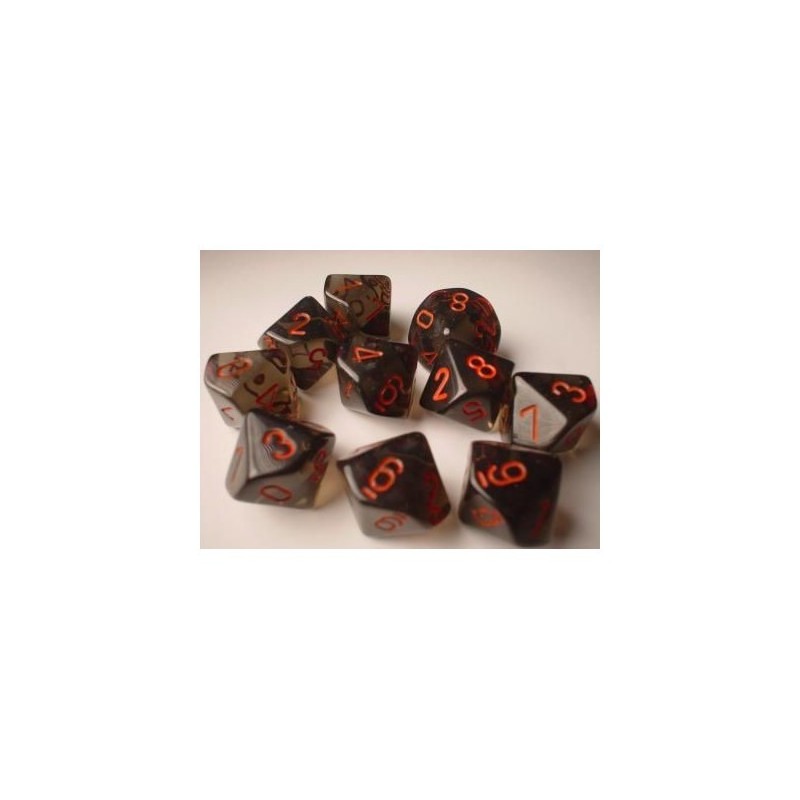 Set 10 dadi D10 Translucent (grigio/rosso) CHX23218 - accessorio per giochi