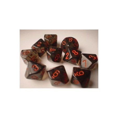 Set 10 dadi D10 Translucent (grigio/rosso) CHX23218