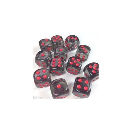 Set 12 dadi D6 16mm Translucent (grigio/rosso) CHX23618