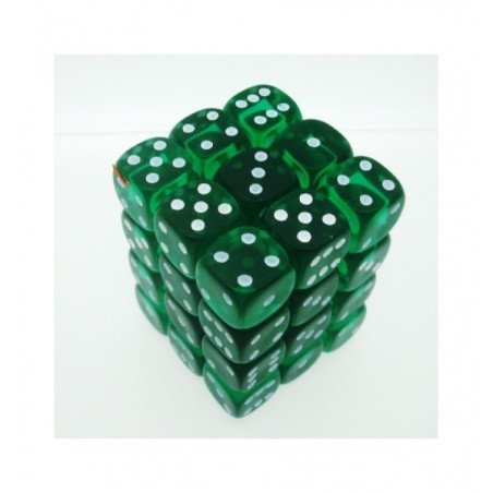 Set 36 dadi D6 12mm Translucent (verde) CHX23805