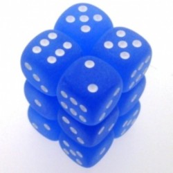 Set 12 dadi D6 16mm Frosted (bianco/blu) CHX27606
