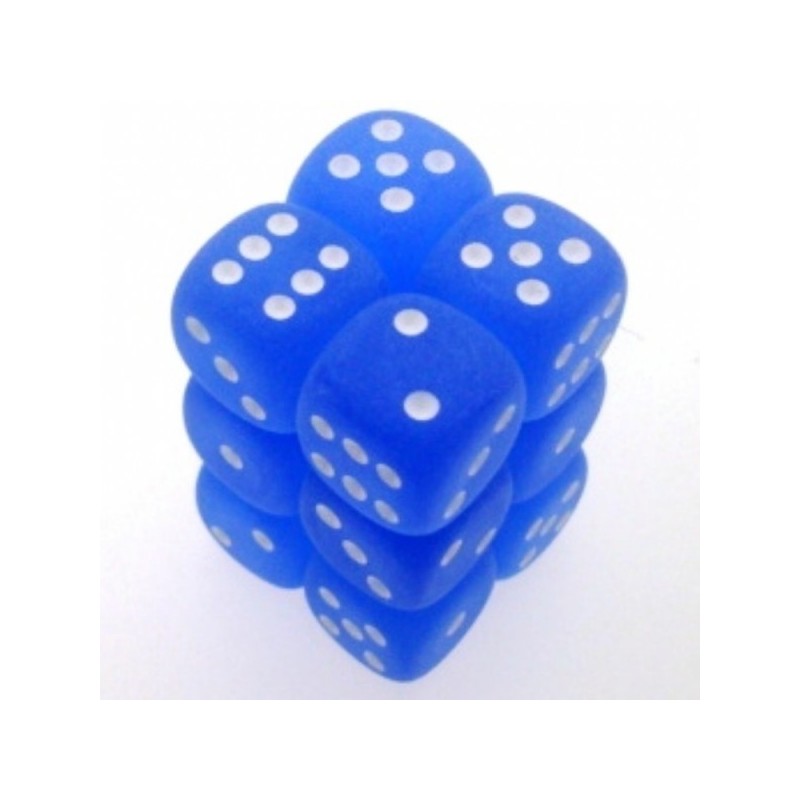 Set 12 dadi D6 16mm Frosted (bianco/blu) CHX27606 - accessorio per giochi