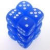 Set 12 dadi D6 16mm Frosted (bianco/blu) CHX27606