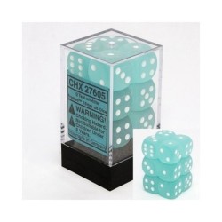 Set 12 dadi D6 16mm Frosted (bianco/ciano) CHX27605