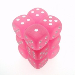 Set 12 dadi D6 16mm Frosted (bianco/rosa) CHXLE563