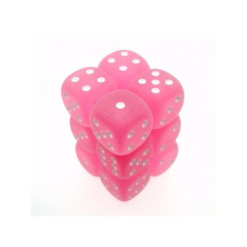 Set 12 dadi D6 16mm Frosted (bianco/rosa) CHXLE563 - accessorio per giochi