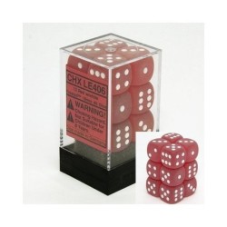 Set 12 dadi D6 16mm Frosted (bianco/rosso) CHXLE406