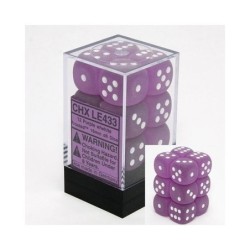 Set 12 dadi D6 16mm Frosted (bianco/viola) CHXLE433