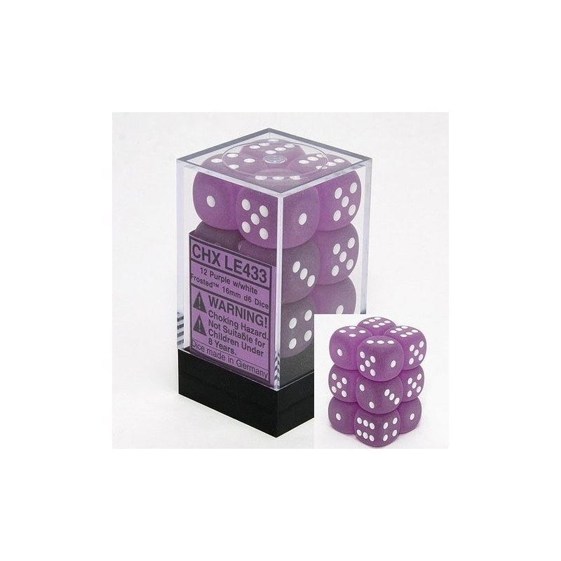 Set 12 dadi D6 16mm Frosted (bianco/viola) CHXLE433 - accessorio per giochi