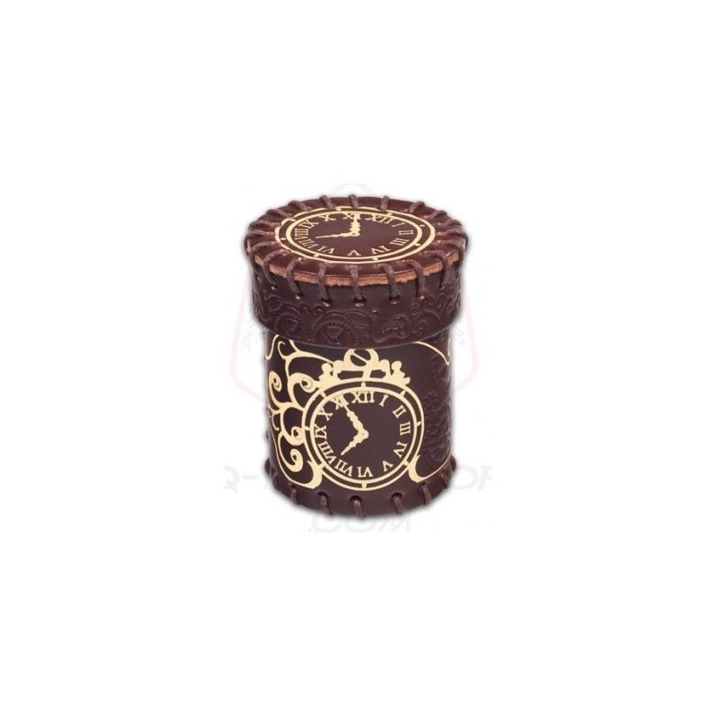 Bicchiere in cuoio lancia dadi marrone-oro: Steampunk - accessorio per giochi