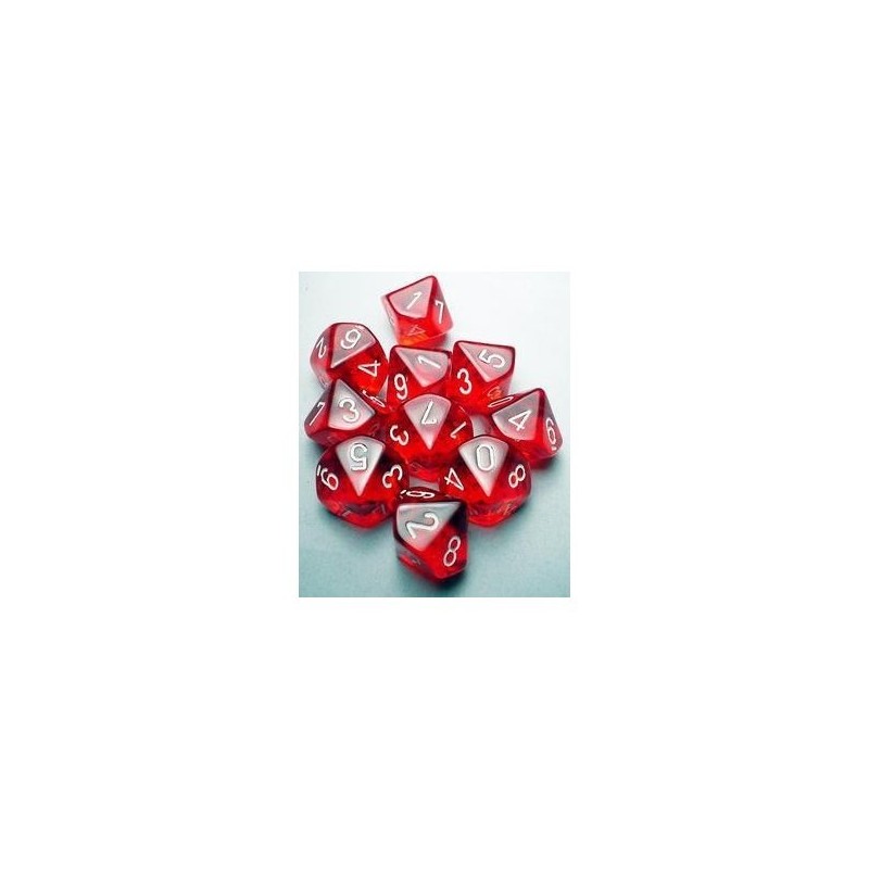 Set 10 dadi D10 Translucent (rosso) CHX23204 - accessorio per giochi