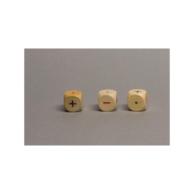 Dado d6 16mm legno simboli matematici (tipo 1) - accessorio per giochi