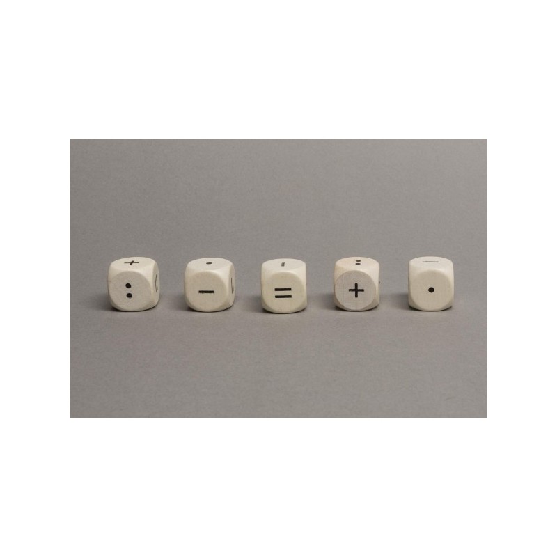 Dado d6 18mm legno simboli matematici (tipo 3) - accessorio per giochi