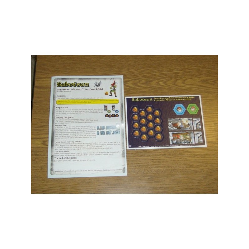 CALENDARIO DELL'AVVENTO 2016 GIORNO 9 - Saboteur 2 (mini-espansione): Expansion Advent Calendar 2016 - gioco da tavolo