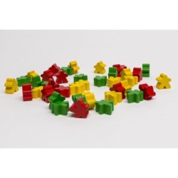 Set 36 Meeples in tre colori (Giallo, Rosso, Verde)