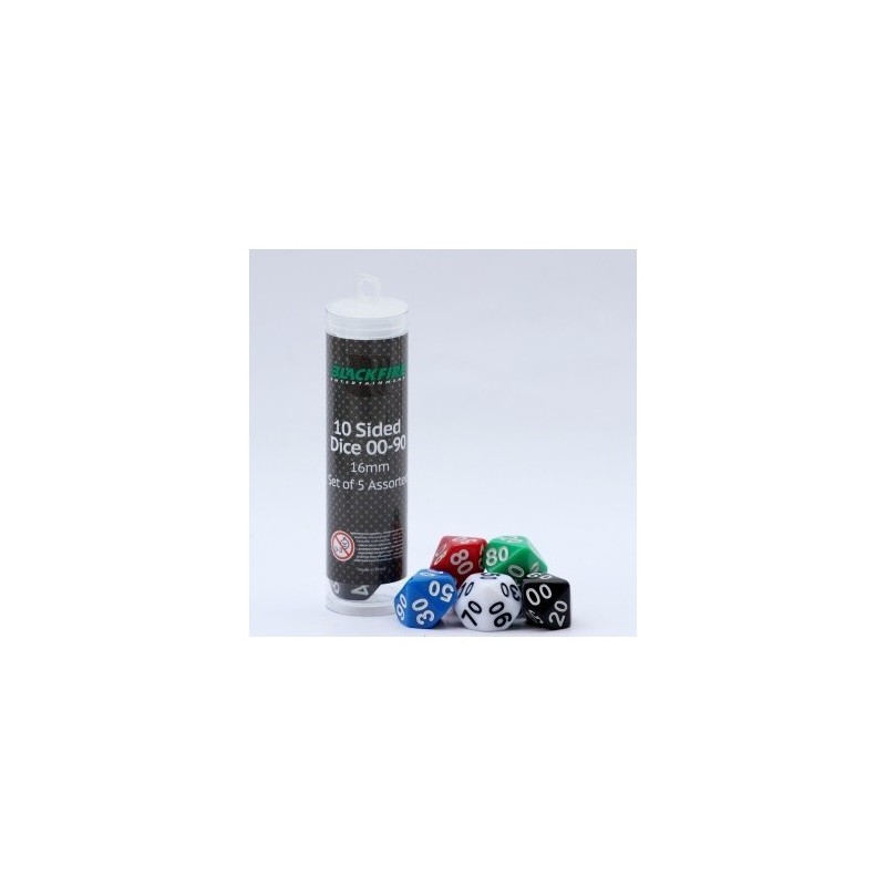 Set di 5 dadi a 10 facce (00-90) 16mm - 91502 - accessorio per giochi