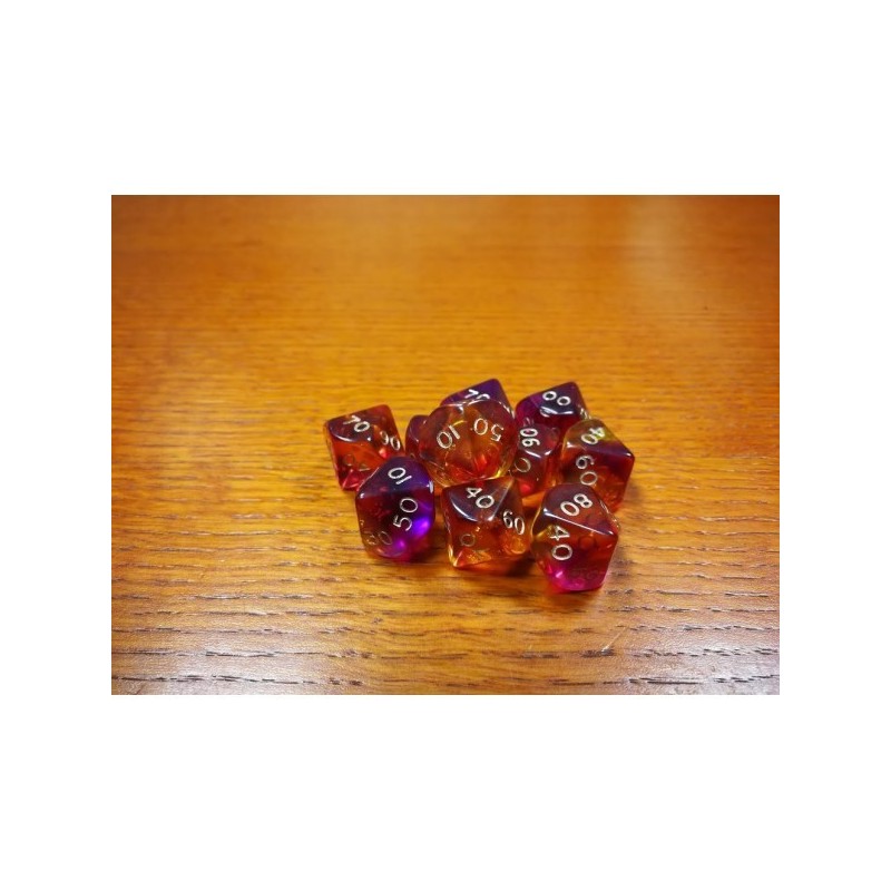 Dado a 10 facce (percentuale 00-90) trasparente viola-giallo - accessorio per giochi
