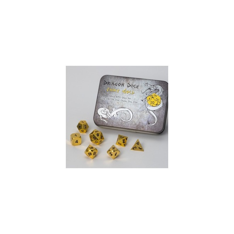 Set 7 dadi metallo (Metal Dice Set - Gold) - 91730 - accessorio per giochi