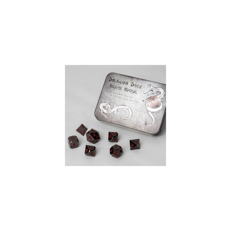 Set 7 dadi metallo (Metal Dice Set - Black) - 91741 - accessorio per giochi