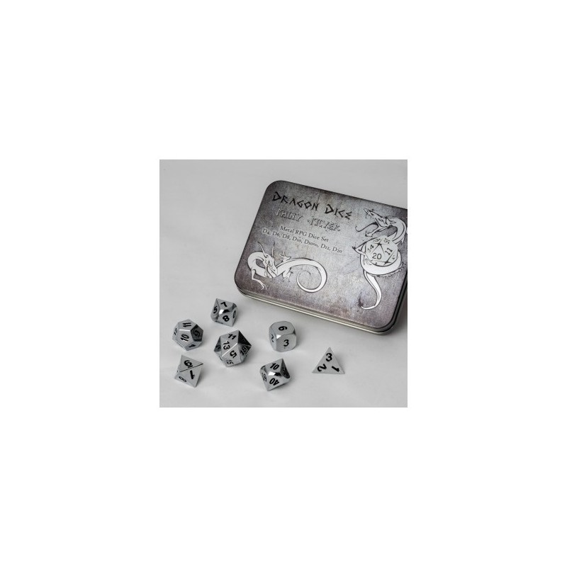 Set 7 dadi metallo (Metal Dice Set - Silver) - 91739 - accessorio per giochi