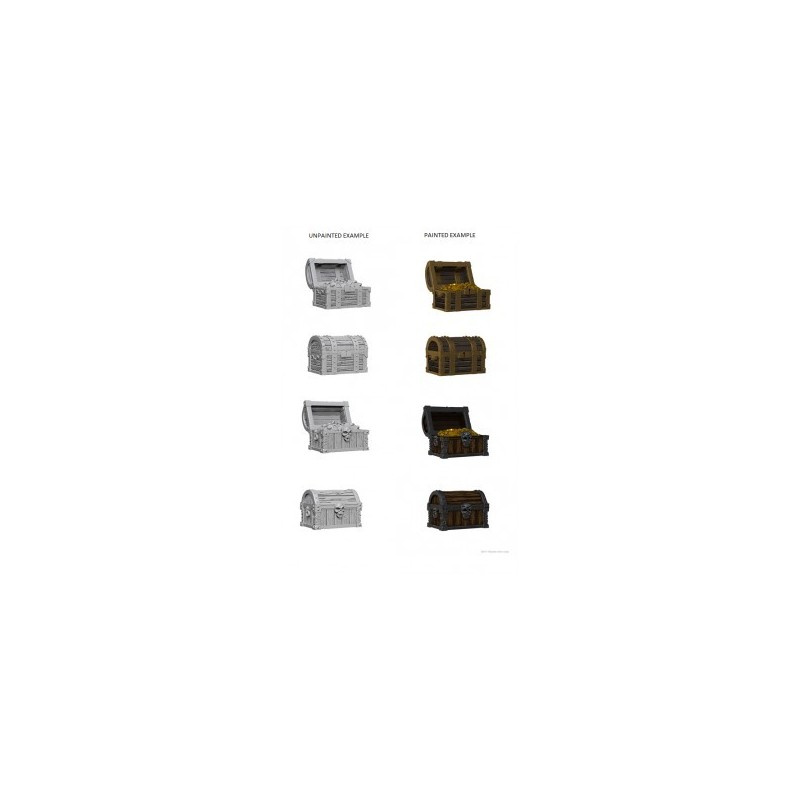 WizKids Deep Cuts Unpainted Miniatures - Chests (4 Units) - accessorio per giochi