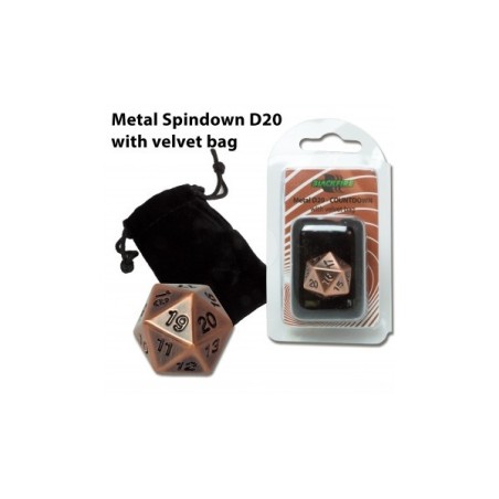 Dado d20 Segnapunti in metallo Antique Copper (con sacchettino) - BF07240