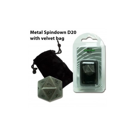 Dado d20 Segnapunti in metallo Antique Silver (con sacchettino) - BF07271