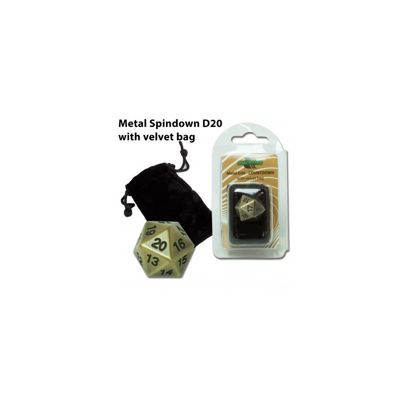 Dado d20 Segnapunti in metallo Antique Gold (con sacchettino) - BF07257 - accessorio per giochi