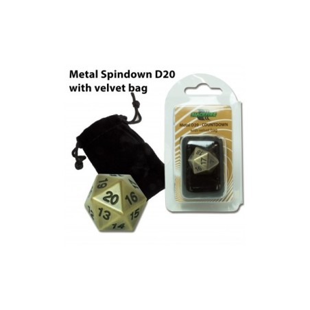 Dado d20 Segnapunti in metallo Antique Gold (con sacchettino) - BF07257