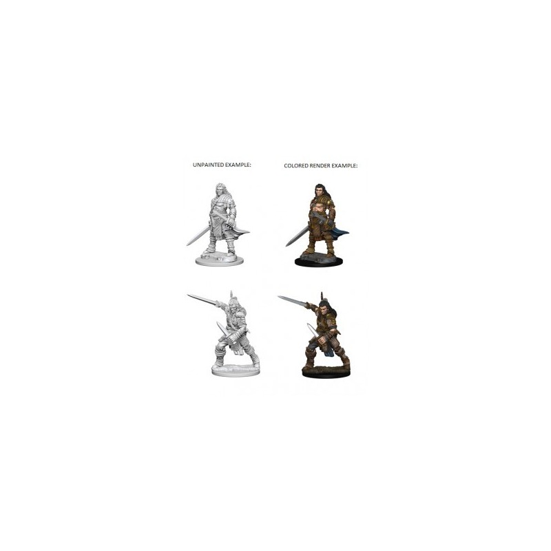 Pathfinder Deep Cuts Unpainted Miniatures - Human Male Fighter (2 Units) - accessorio per giochi